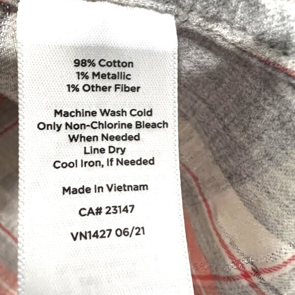 Talbots Top Flannel Metallic Gray Peach Size XS - Picture 5 of 5